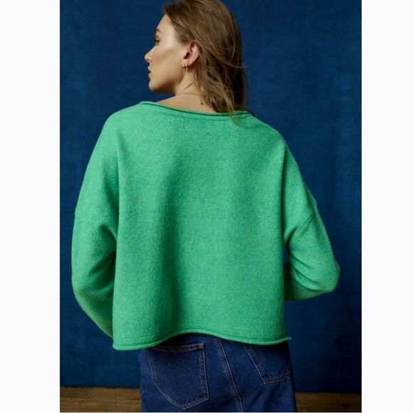 Urban Outfitters BDG Cardiff Notch Neck Sweater V Neck Cropped Green Size XS NWT - Picture 4 of 8